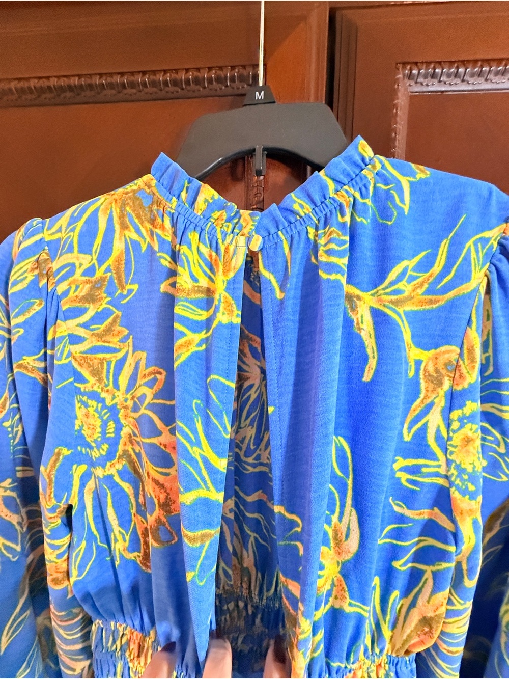 ODDI Boho NWOT Sunburst
Floral Jumpsuit Wide Leg
Smocked Waist keyhole back Sz S - Picture 6 of 11